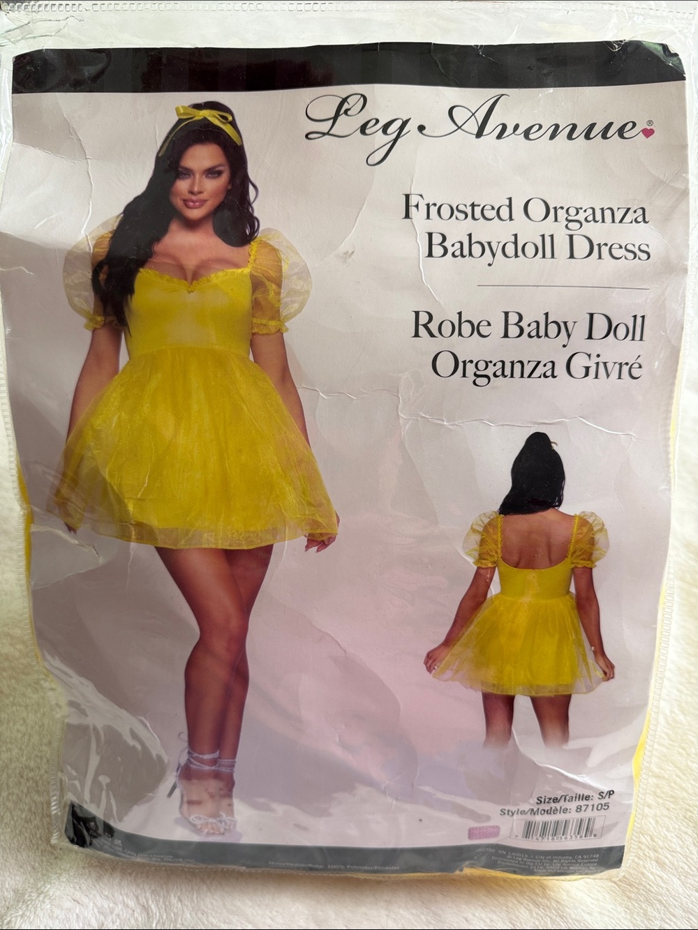 Leg Avenue Yellow Organza Babydoll Dress Small/P Fairy Halloween Costume NIP - Picture 8 of 9